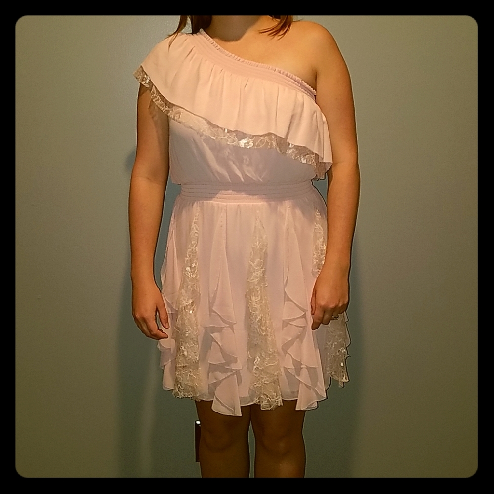 Jessica Simpson blush pink one shoulder dress